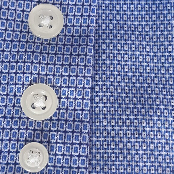 Alfred Sung SZ 16 100% Cotton Blue with White Men's Button Up Dress Shirt - Picture 12 of 14